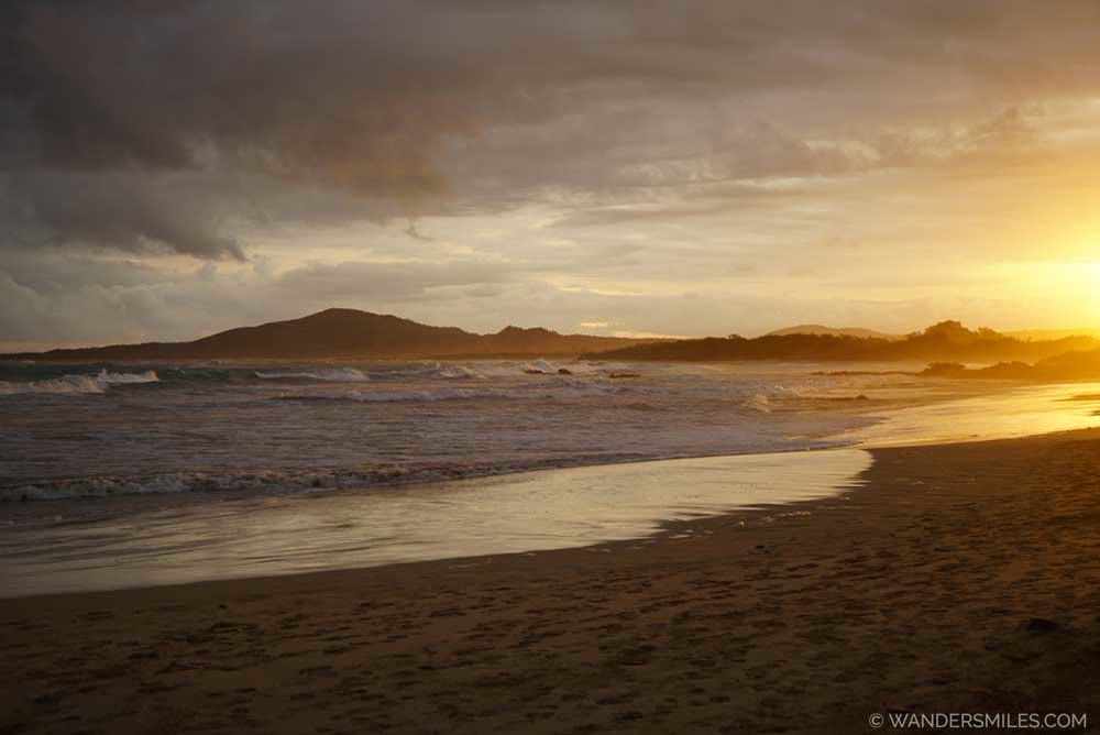 Sunset on Puerto Villamil beach
